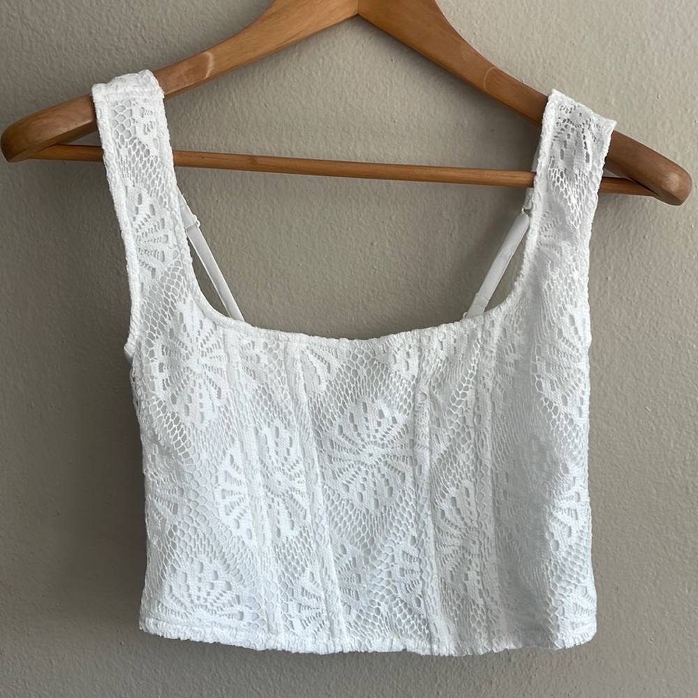 AMERICAN EAGLE Women’s White Lace Top - Size XS